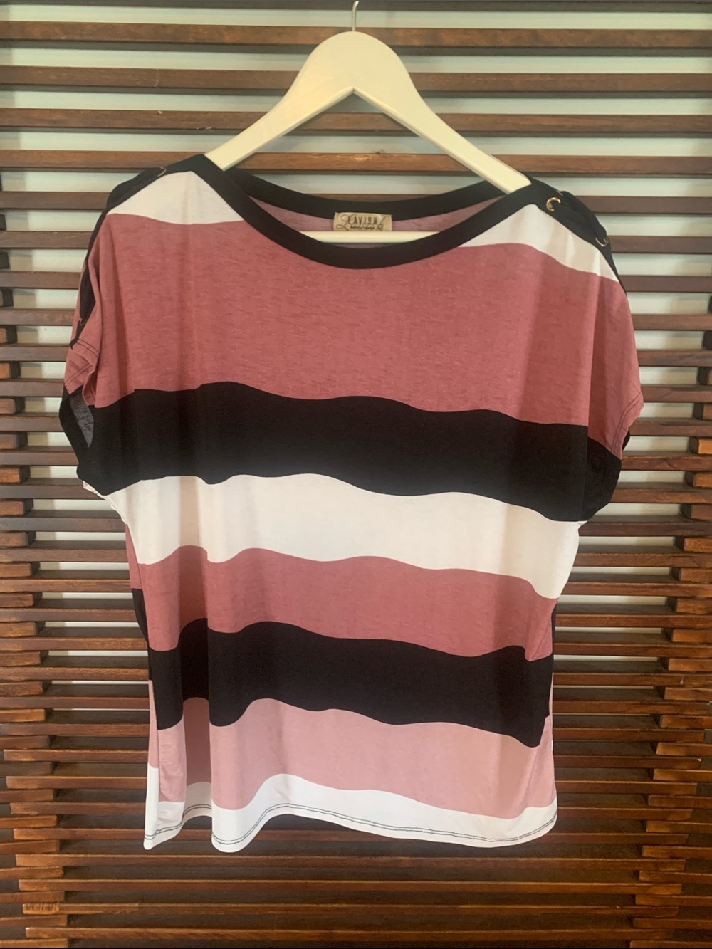 🎉NEW LISTING!🎉Lavish Striped Short Sleeve Top in Pink, Black & White